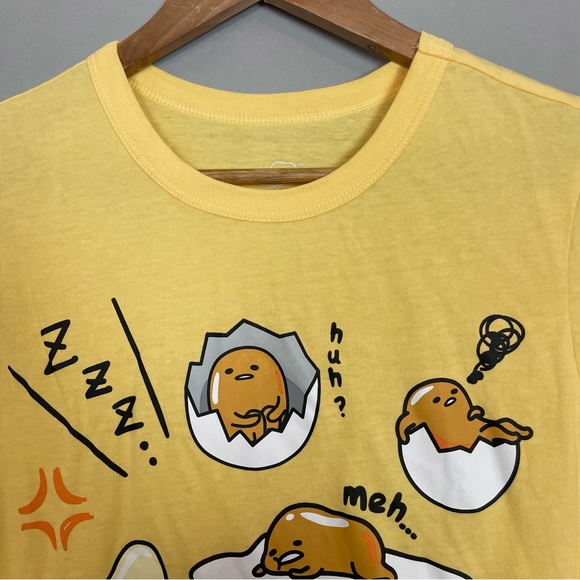 Gudetama by Sanrio T-Shirt Yellow Japanese Graphic Tee Crew Neck Women Medium - Picture 3 of 9